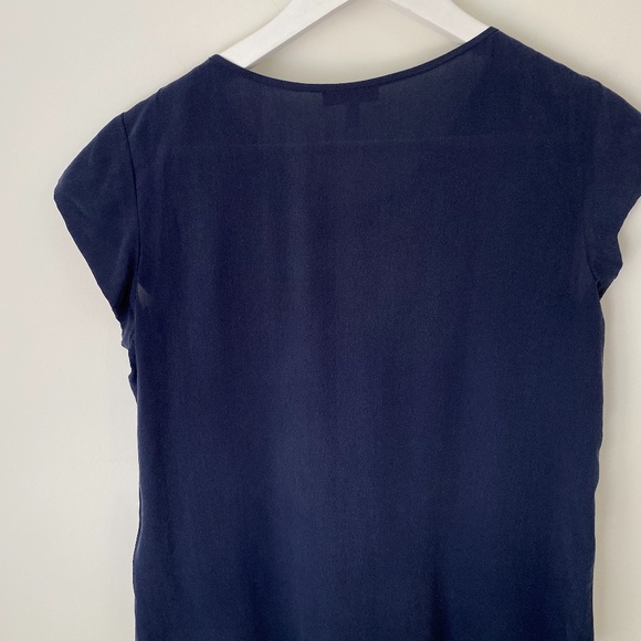 Joie Iva Cap-Sleeve Silk Blouse, Navy - Picture 4 of 11